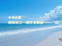 中考必看：朝阳初三一模作文解析——“旧_______”